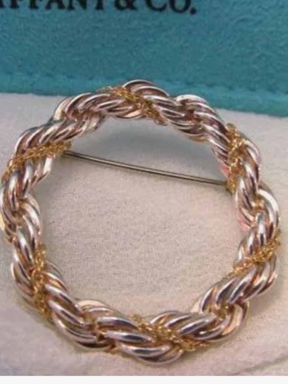 Tiffany & Co. Twisted Rope Circle Pin- sterling silver and 18k gold